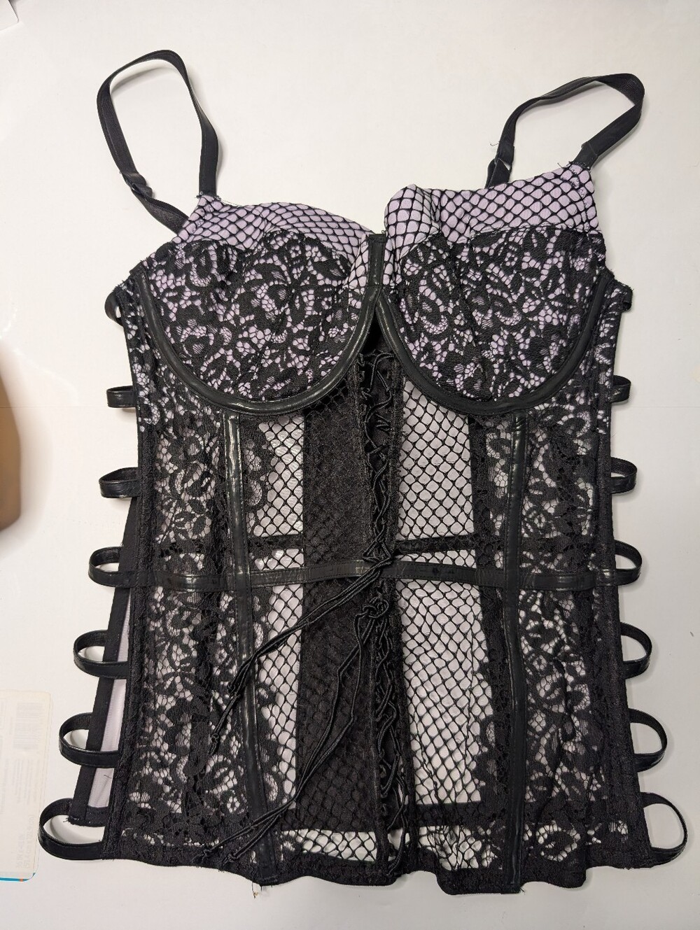 Victoria's Secret Black Lace Bustier with Lavender Lininf
